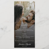 Moderne foto en zwarte overlay bruiloft menu (Voorkant)