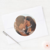 Moderne foto Engagement Party-stickers Ronde Sticker (Envelop)