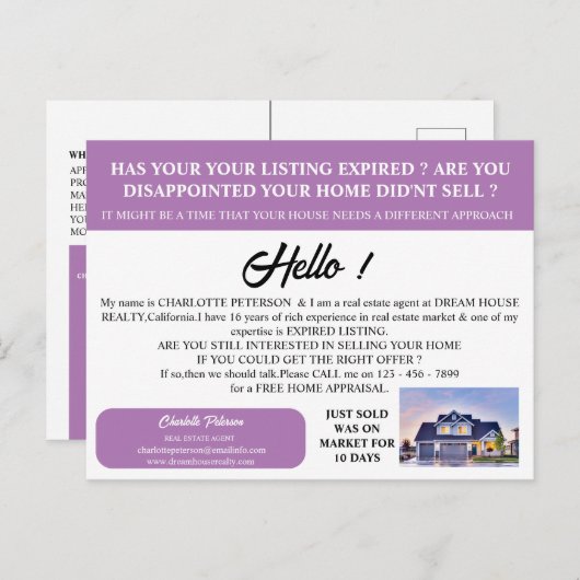 Moderne foto - Estate Verlopen aanbieding Briefkaart (Voorkant / Achterkant)