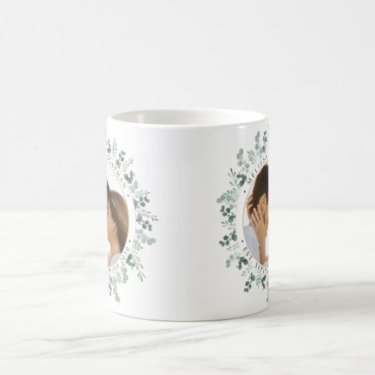 Moderne foto Eucalyptus gepersonaliseerde bruiloft Koffiemok (Center)