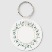 Moderne foto Eucalyptus gepersonaliseerde bruiloft Sleutelhanger (Voorkant)