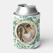 Moderne foto Eucalyptus groen gouden bruiloft Blikjeskoeler (Blikje Voorkant)