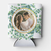 Moderne foto Eucalyptus groen gouden bruiloft Blikjeskoeler (Voorkant)