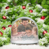 Moderne foto familie eerste kerst als een familie sneeuwbol (Kerstmis)