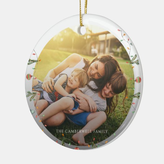 Moderne Foto Familie Kerst Keepsake Custom Keramisch Ornament (Links)