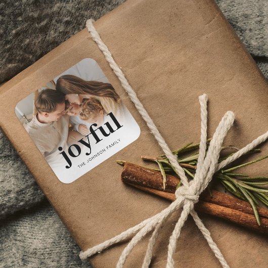 Moderne foto familie kerst vierkante sticker