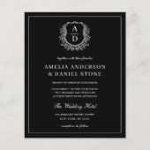 Moderne Foto Floral Crest Monogram Huwelijk Formee (Voorkant)