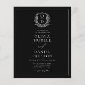 Moderne Foto Floral Crest Monogram Huwelijk Formee Flyer (Voorkant)