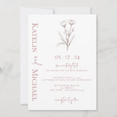 Moderne foto Floral Mauve bruiloft Kaart (Voorkant)