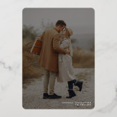 Moderne foto-Folie bruiloft bewaart de datum-Kaart Folie Uitnodiging (Achterkant)