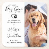 Moderne foto Funny Pet Wedding Dog bespaart datum Kartonnen Onderzetters (Voorkant)