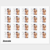 Moderne foto Funny Pet Wedding Dog bespaart datum Vierkante Sticker (Vel)