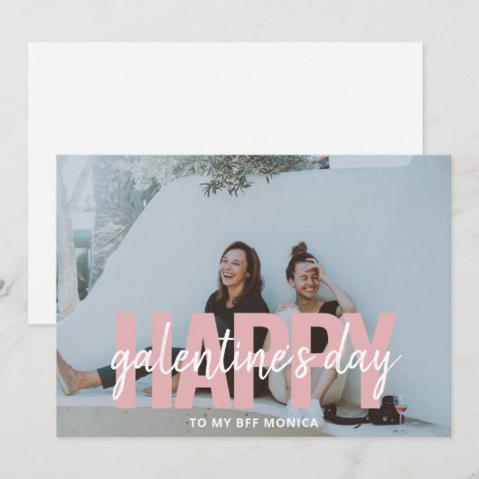 Moderne Foto Galentines Day Feestdagenkaart (Voorkant / Achterkant)