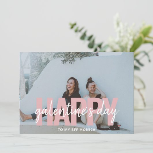 Moderne Foto Galentines Day Feestdagenkaart (Staand voorkant)