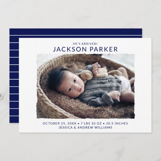 Moderne foto geboorte aankondiging (Voorkant / Achterkant)