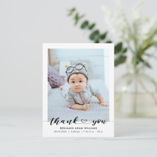 Moderne foto Geboorte Aankondiging & Dank u Briefkaart (Staand voorkant)