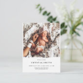 Moderne foto-geboorteaankondiging | Fotokaart van  Aankondigingskaart (Staand voorkant)