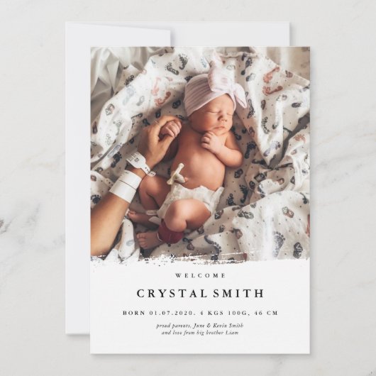 Moderne foto-geboorteaankondiging | Fotokaart van  Kaart (Voorkant)