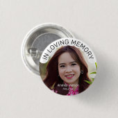 Moderne foto gedenkteken eerbetoon begrafenis ronde button 3,2 cm (Voorkant /achterkant)