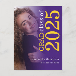 Moderne foto Geel Paarse 2025 Afstuderen Aankondigingskaart