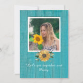 Moderne foto Geel Zonnebloem Blauwgroen Blauw hout Kaart (Achterkant)