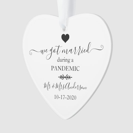 Moderne foto gehuwd tijdens pandemische keepomwill ornament (voorkant)