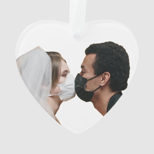 Moderne foto gehuwd tijdens pandemische keepomwill ornament (achterkant)