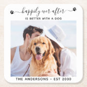 Moderne foto, gelukkig ooit na hondenweduwschap kartonnen onderzetters (Voorkant)