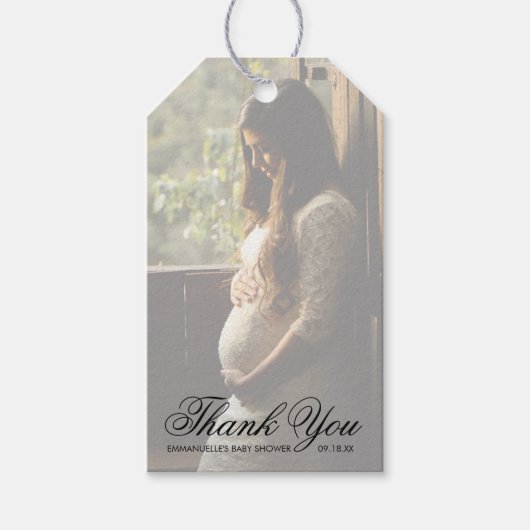 Moderne foto Genderneutraal Baby shower Cadeaulabel (Voorkant)