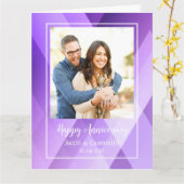 Moderne foto Geometrische Paarse Jubilea Kaart (Gele Bloem)