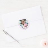 Moderne foto gepersonaliseerd bloemig Afstuderen Ronde Sticker (Envelop)