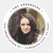 Moderne foto Gepersonaliseerd Ronde Return-adres Sticker (Voorkant)