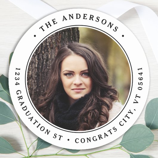 Moderne foto Gepersonaliseerd Ronde Return-adres Sticker