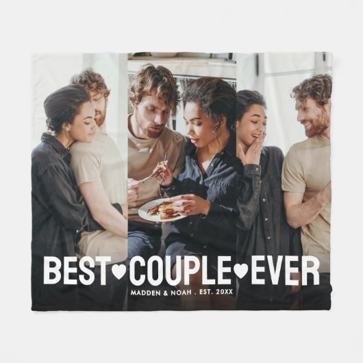 Moderne foto gepersonaliseerde beste paar ooit col fleece deken (Voorkant (Horizontaal))