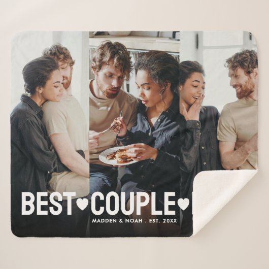 Moderne foto gepersonaliseerde beste paar ooit col sherpa deken (Voorkant (horizontaal))