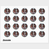 Moderne foto Glitter Merry Kerstmis Classic Rou Ronde Sticker (Vel)