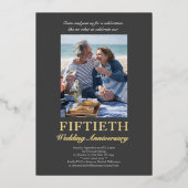 Moderne foto Gold 50e bruiloft Jubileum Folie Uitnodiging (Voorkant)
