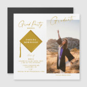 Moderne Foto Gold Afstudeerder Party Magnetic Invi (Voorkant / Achterkant)