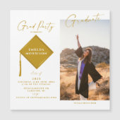 Moderne Foto Gold Afstudeerder Party Magnetic Invi (Voorkant)