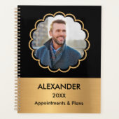 Moderne foto Gold Black Elegant personaliseert Planner (Voorkant)