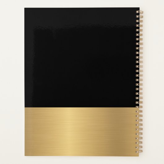 Moderne foto Gold Black Elegant personaliseert Planner (Achterkant)