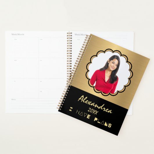 Moderne foto Gold Black Elegant personaliseert Planner (Display)