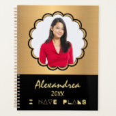 Moderne foto Gold Black Elegant personaliseert Planner (Voorkant)
