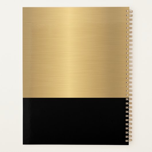 Moderne foto Gold Black Elegant personaliseert Planner (Achterkant)