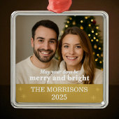 Moderne foto Gold Foil Snowflake familie Metalen Ornament