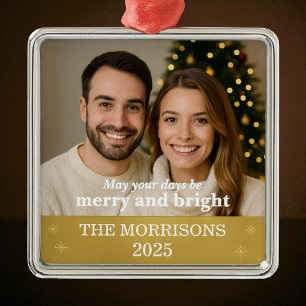 Moderne foto Gold Foil Snowflake familie Metalen Ornament