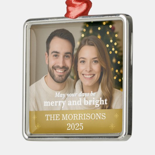 Moderne foto Gold Foil Snowflake familie Metalen Ornament (Links)