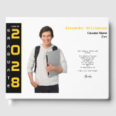 Moderne foto Goud Zwart Afstuderen Gastenboek (Voorkant)