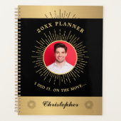 Moderne Foto Goud Zwart Elegante Custom Planner (Voorkant)