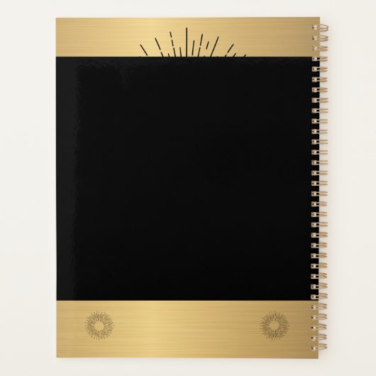 Moderne Foto Goud Zwart Elegante Custom Planner (Achterkant)